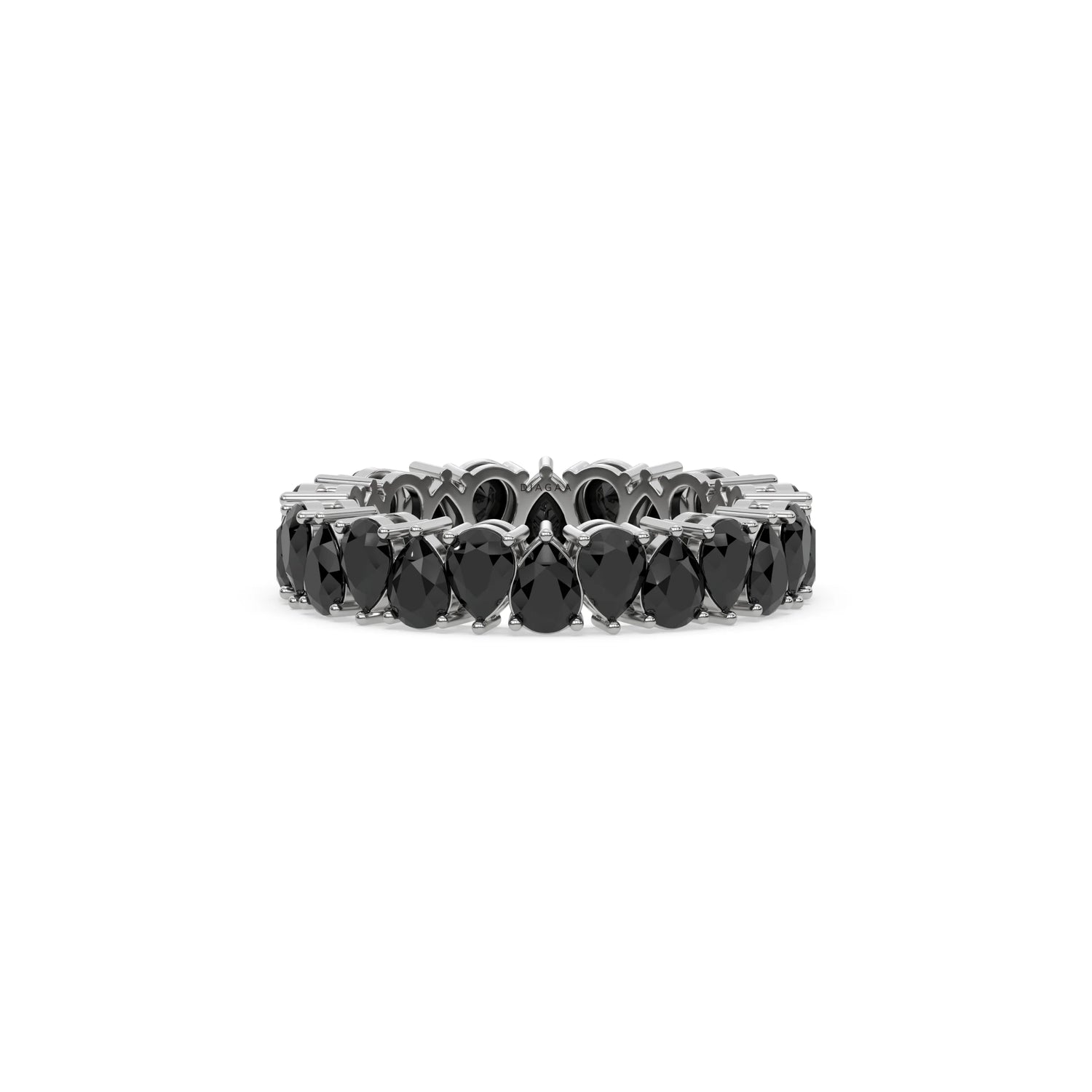 18K White Gold Pear Black Diamond Eternity Ring