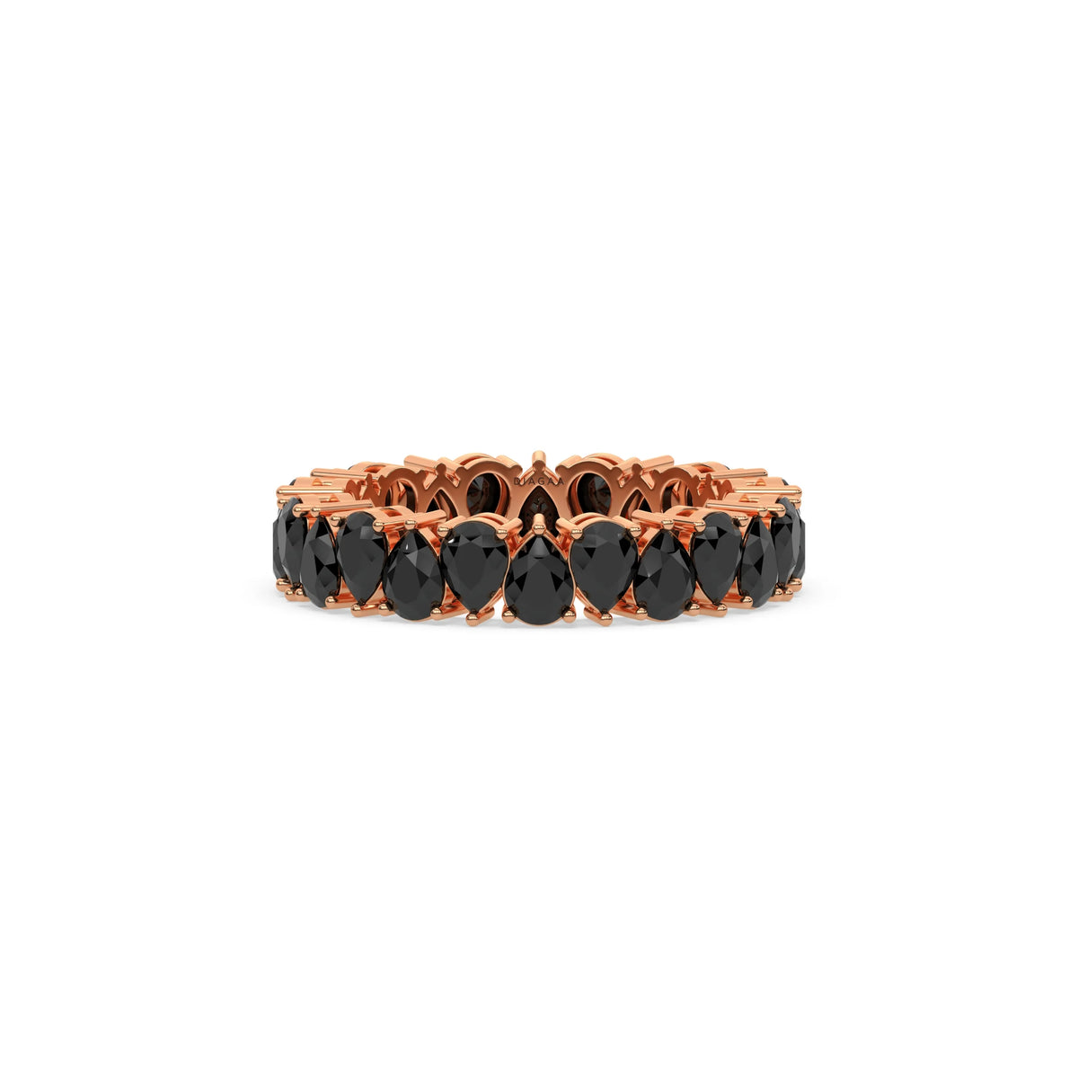 18K Rose Gold Pear Black Diamond Eternity Ring