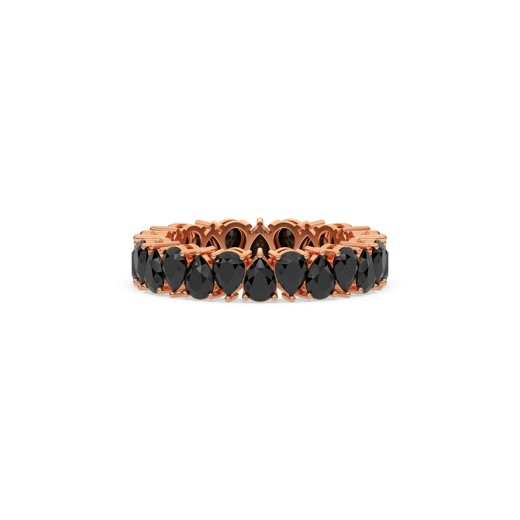 18K Rose Gold Pear Black Diamond Eternity Ring