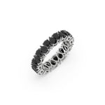 14K White Gold Pear Black Diamond Eternity Ring