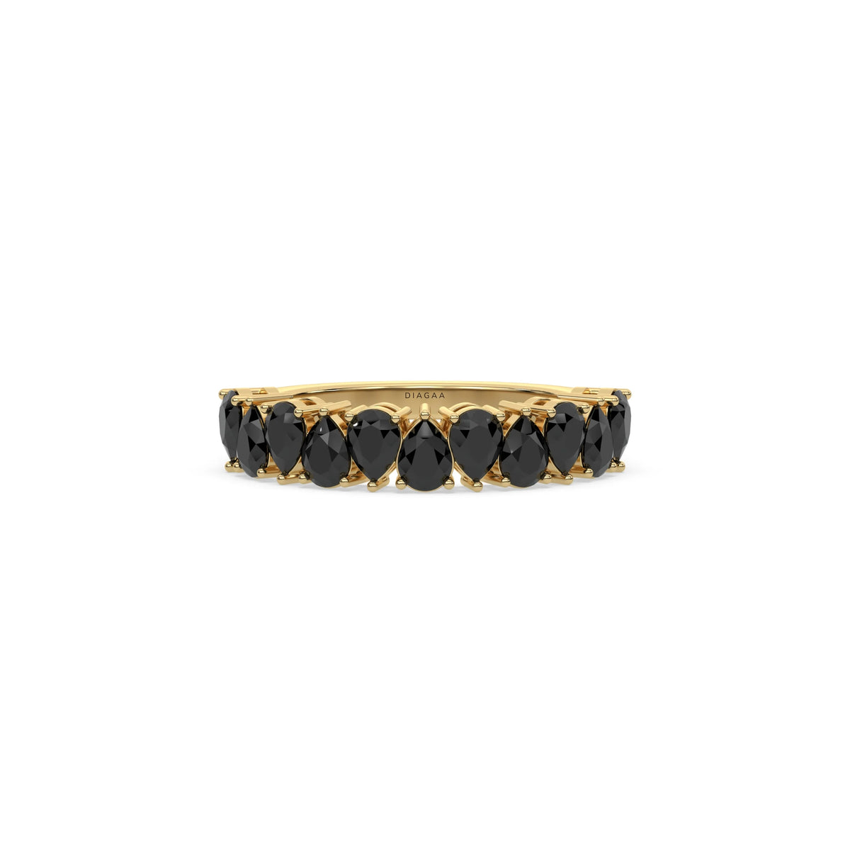 18K Yellow Gold Pear Black Diamond Eternity Ring 