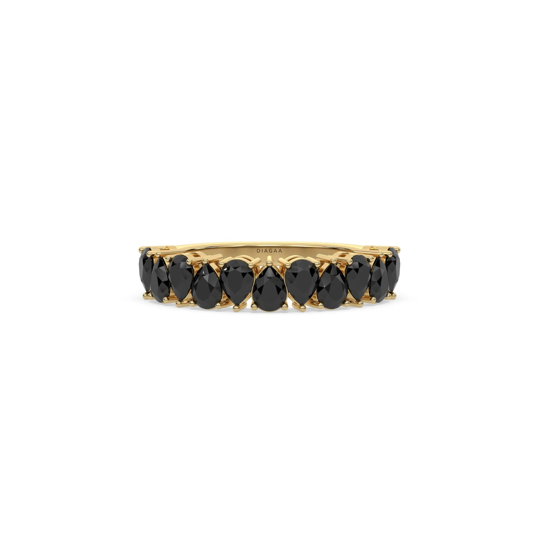 18K Yellow Gold Pear Black Diamond Eternity Ring 