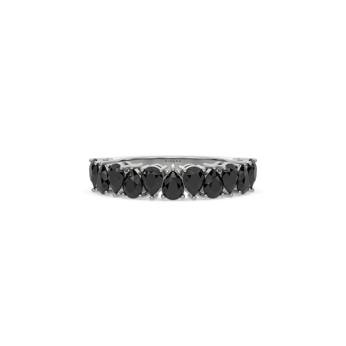 18K White Gold Pear Black Diamond Eternity Ring 