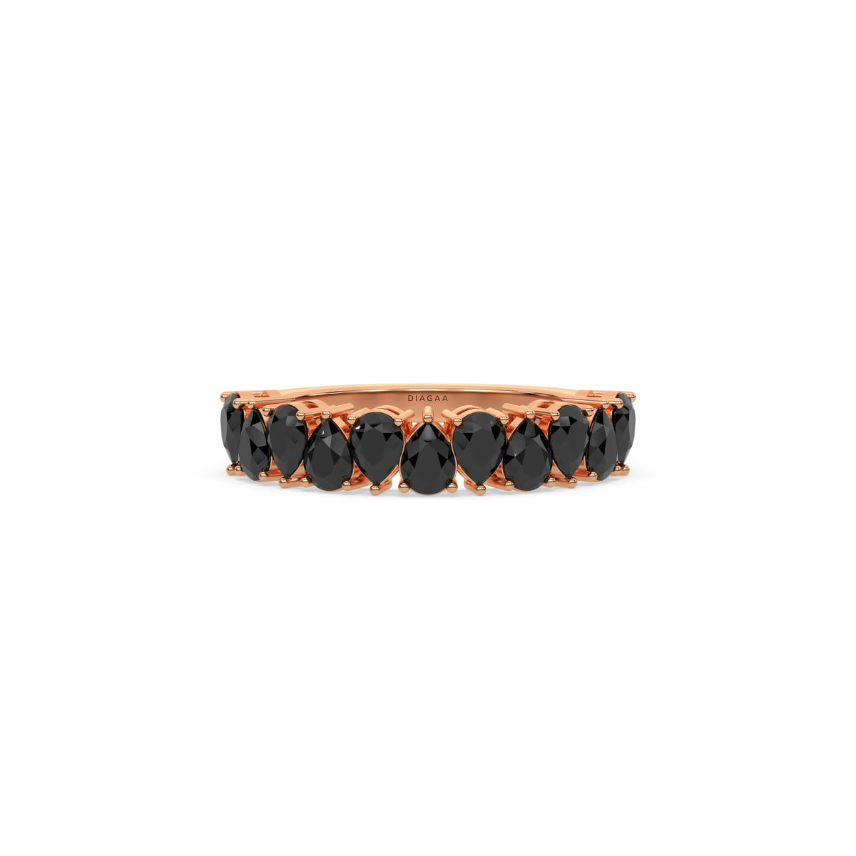 18K Rose Gold Pear Black Diamond Eternity Ring 