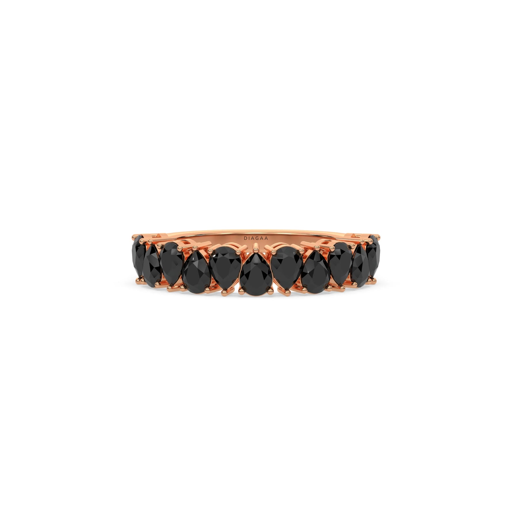 18K Rose Gold Pear Black Diamond Eternity Ring 