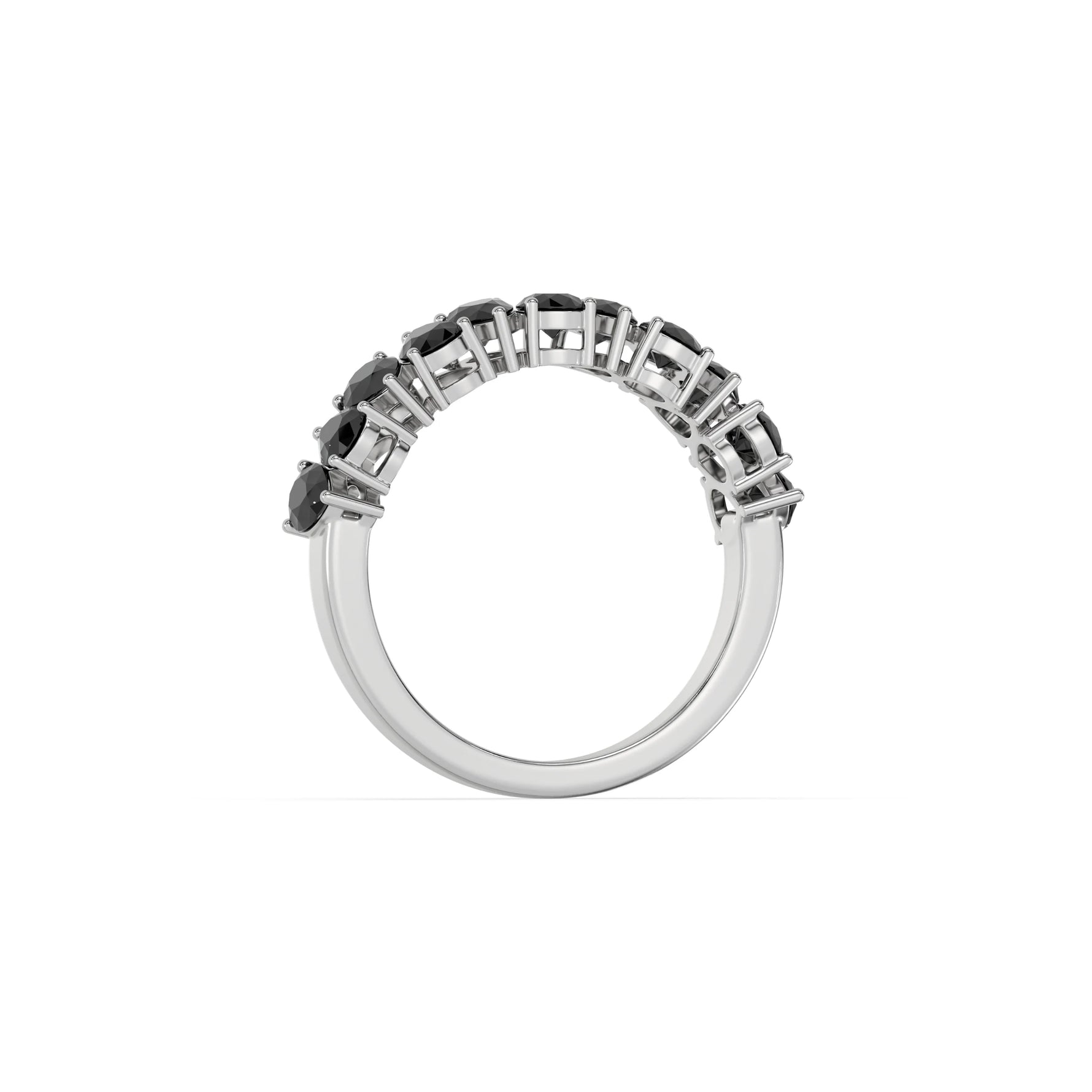 10K White Gold Pear Black Diamond Eternity Ring 