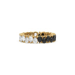 18K Yellow Gold Pear Black and White Diamond Eternity Ring