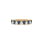 18K Yellow Gold Pear Sapphire Gemstone and Diamond Eternity Ring 