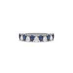 18K White Gold Pear Sapphire Gemstone and Diamond Eternity Ring 