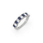 14K White Gold Pear Sapphire Gemstone and Diamond Eternity Ring 