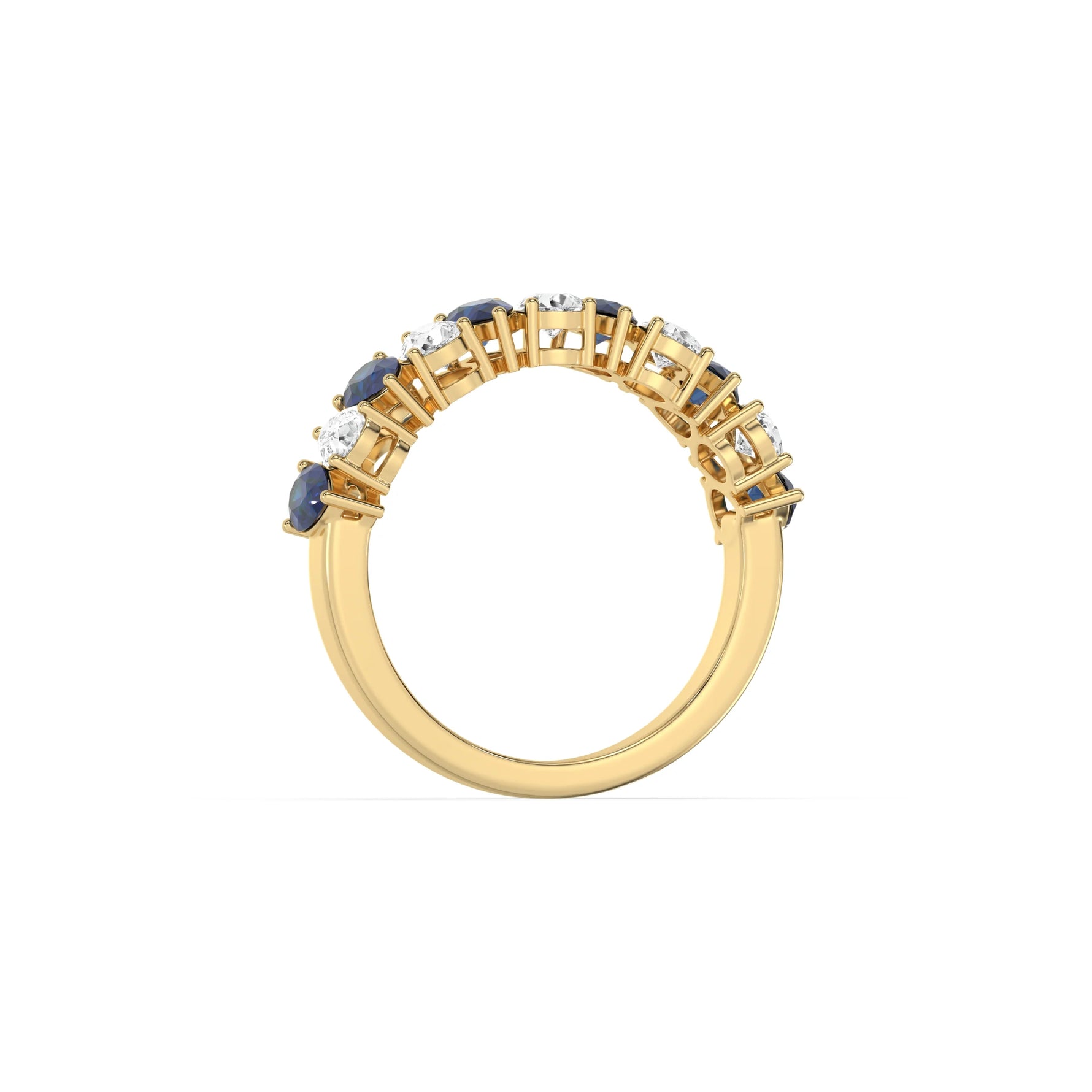 10K Yellow Gold Pear Sapphire Gemstone and Diamond Eternity Ring 