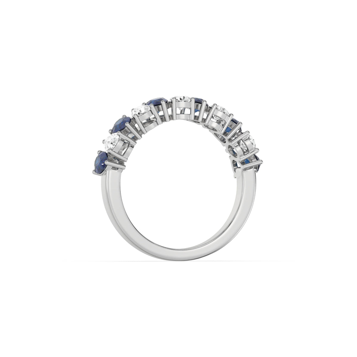 10K Pear Sapphire Gemstone and Diamond Eternity Ring 