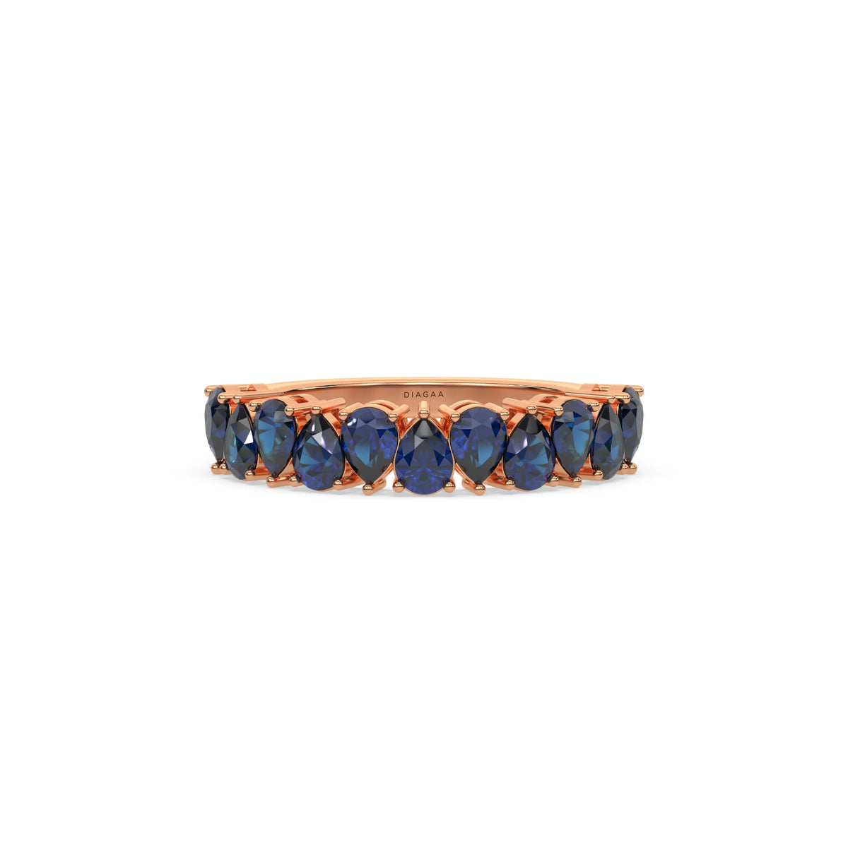 14K Rose Gold Pear Sapphire Gemstone Eternity Ring 