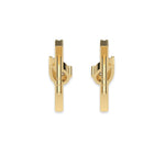 This yellow gold Bar Diamond Earrings made with small round brilliant-cut diamonds in pave setting in back view