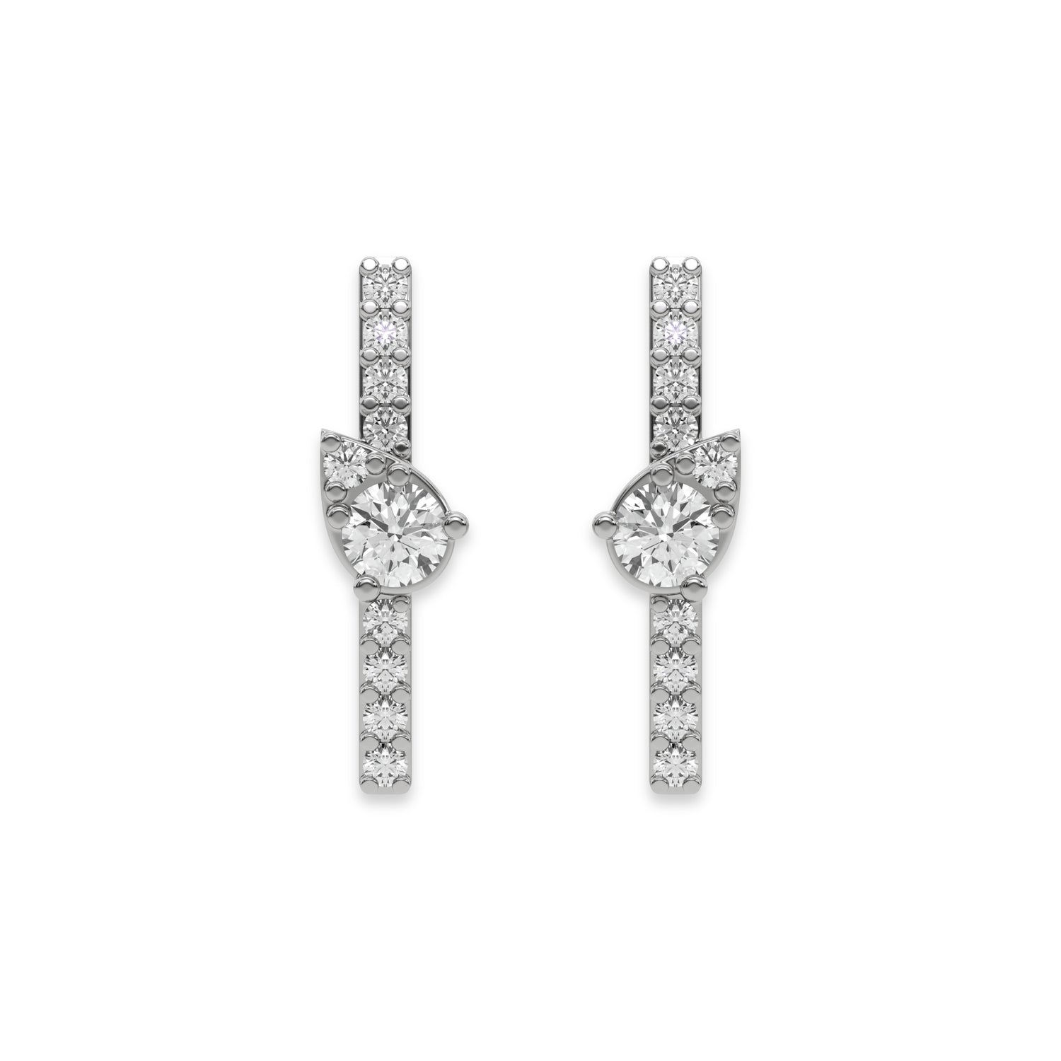 0.21 CT Natural Diamond Pear Shaped Round Cluster Bar Earrings