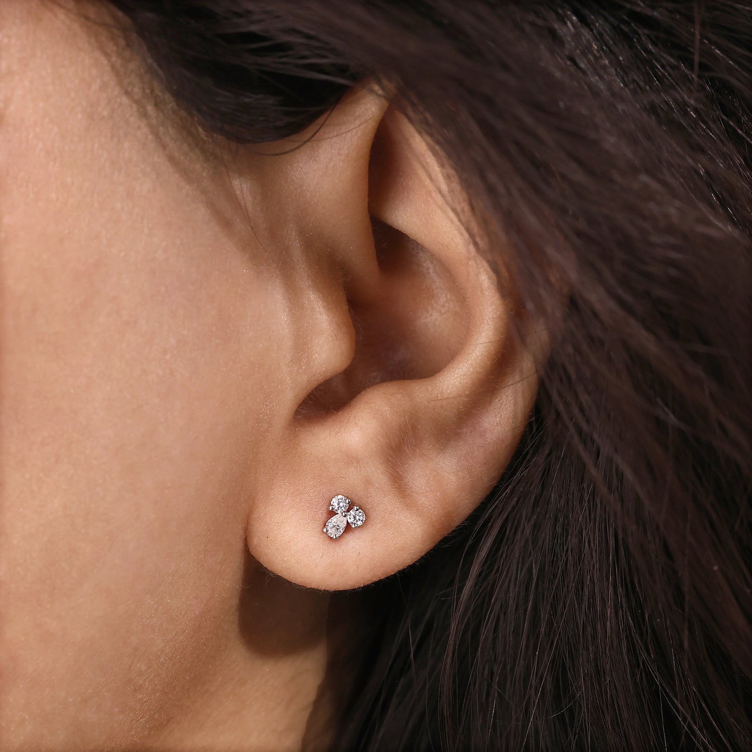 0.23 CT Natural Diamond Pear Shaped Cluster Earrings