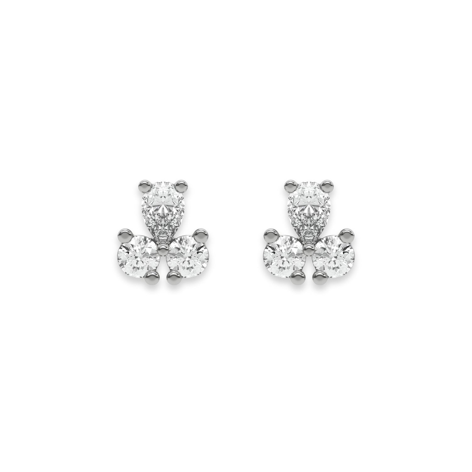 0.23 CT Natural Diamond Pear Shaped Cluster Earrings