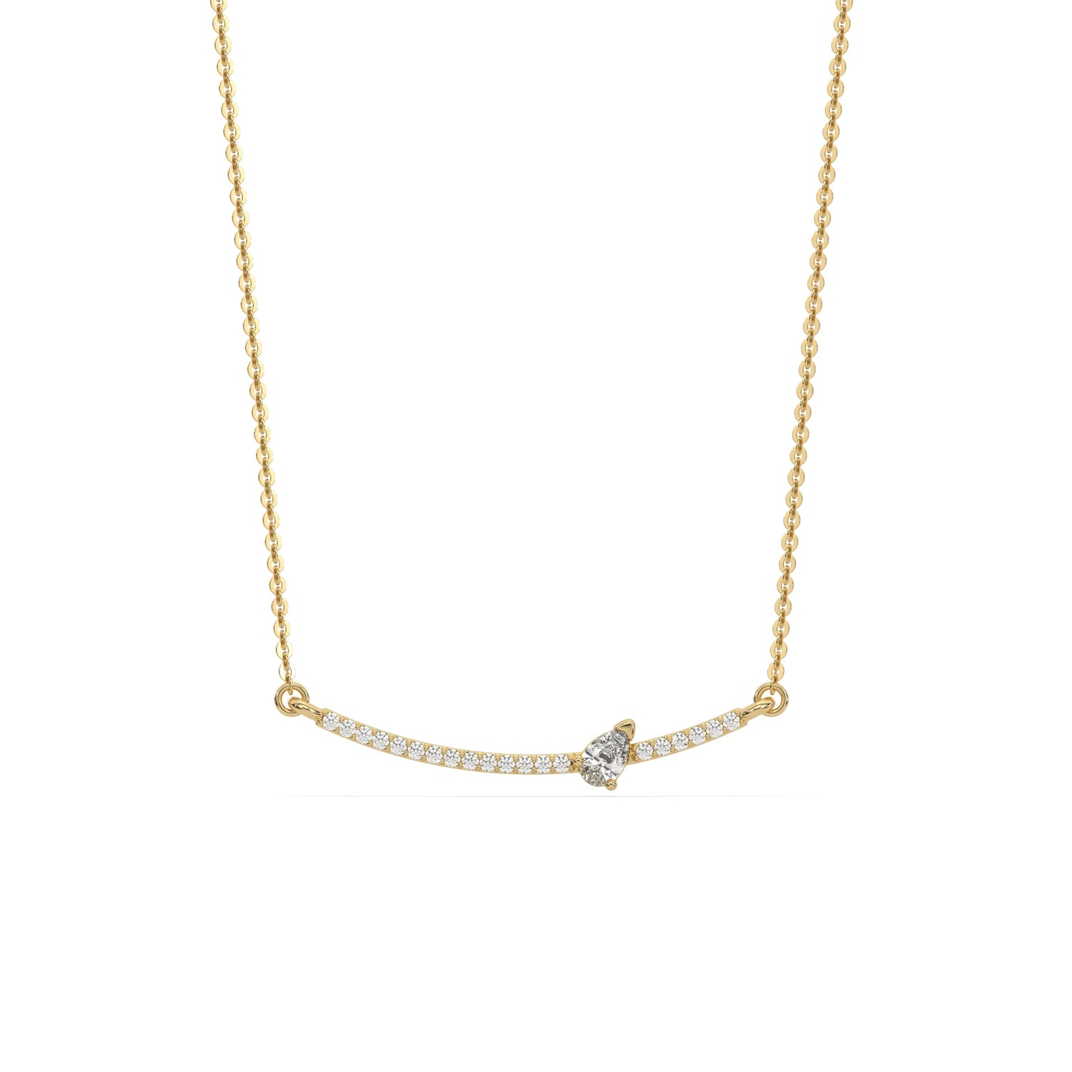 0.21 CT Lab Diamond Pear Crescent Curve Necklace