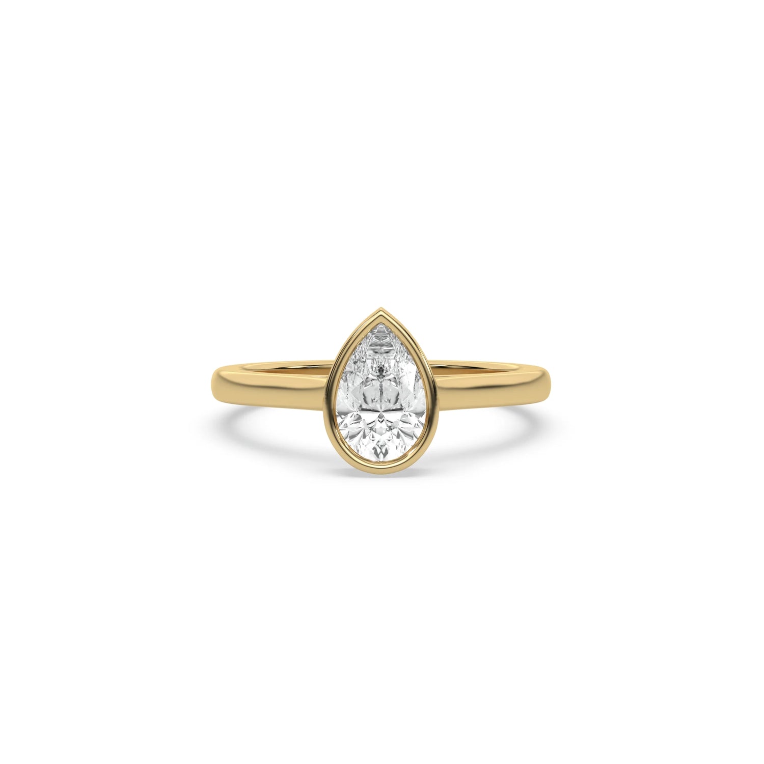 1 CT Natural Diamond Pear Shaped Bezel Engagement Ring