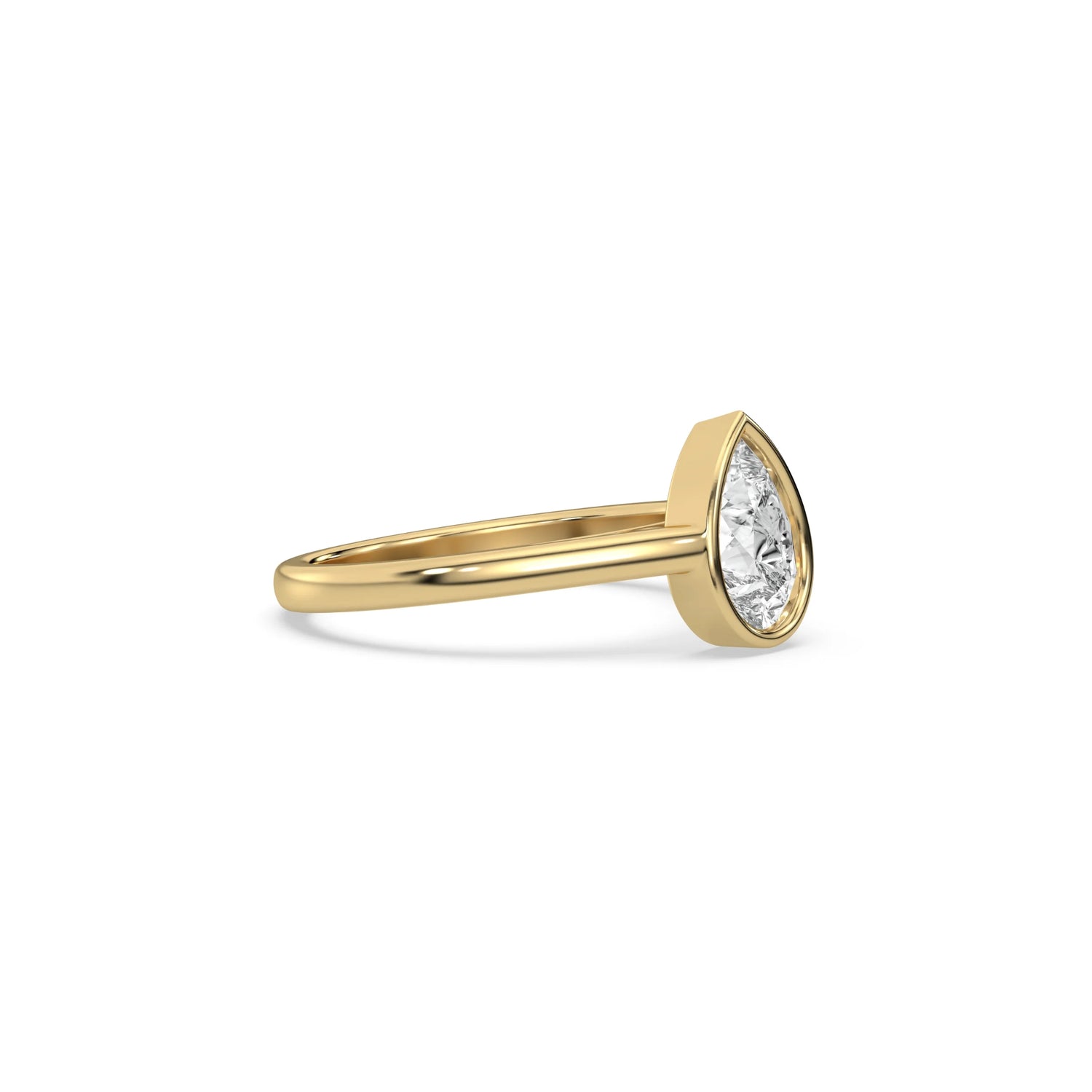 1 CT Lab Diamond Pear Cut Bezel Set Ring