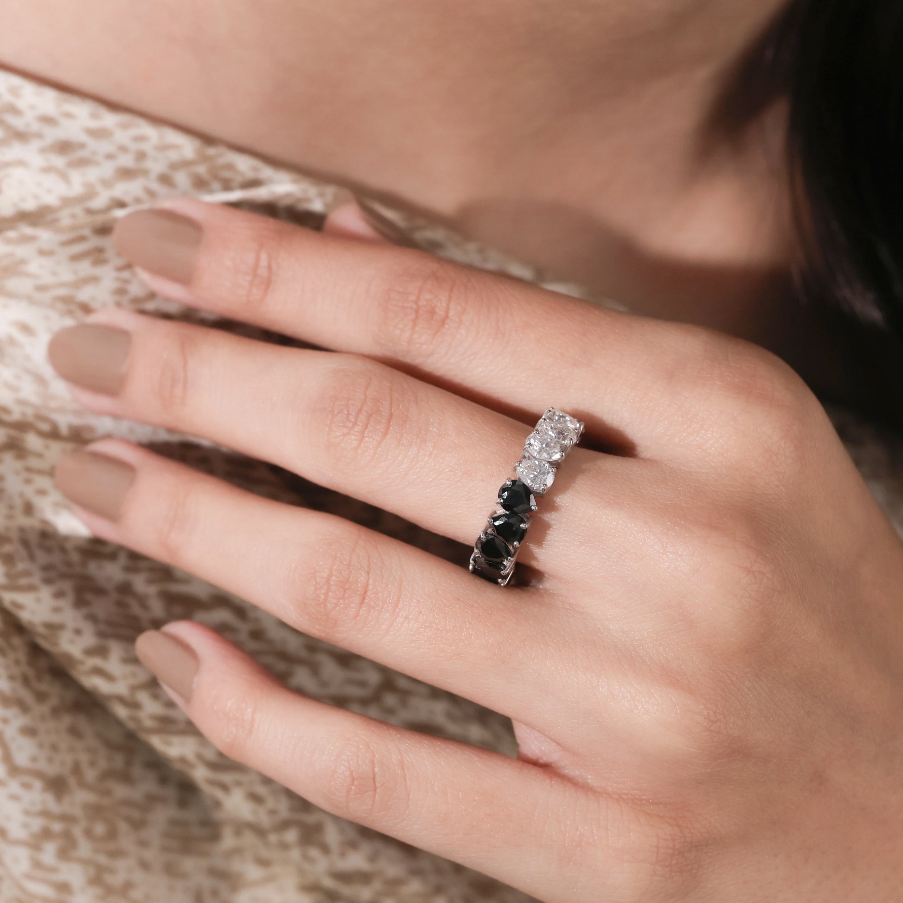 10K White Gold Black Diamond Ring