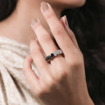 14K Yellow Gold Pear Black and White Diamond Eternity Ring