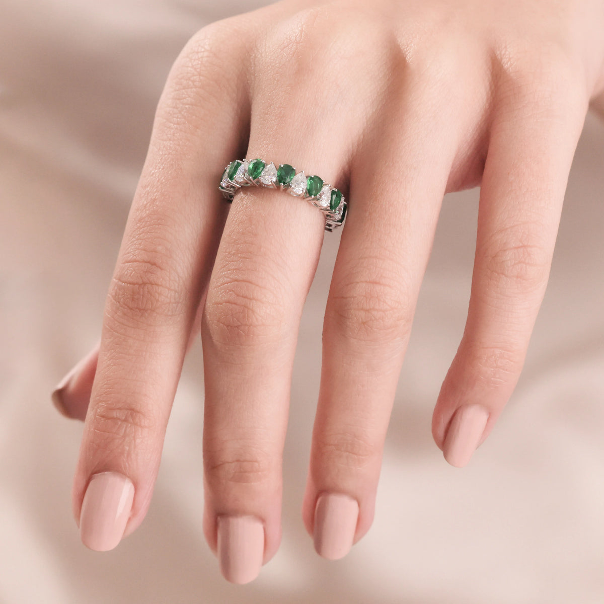 Pear Cut Emerald Gemstone Ring