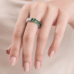 Pear Cut Diamond Emerald Gemstone Full Eternity Ring