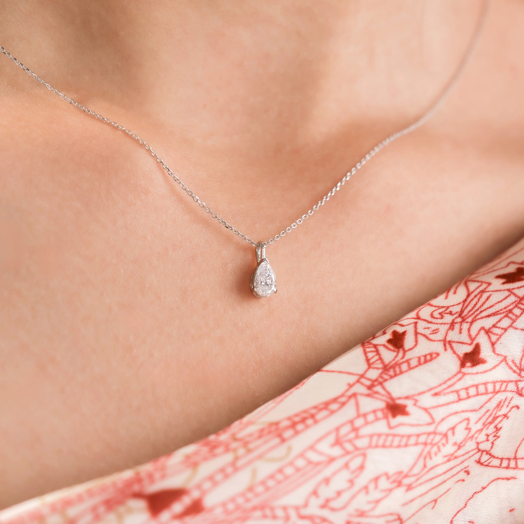 Pear Single Diamond Necklace