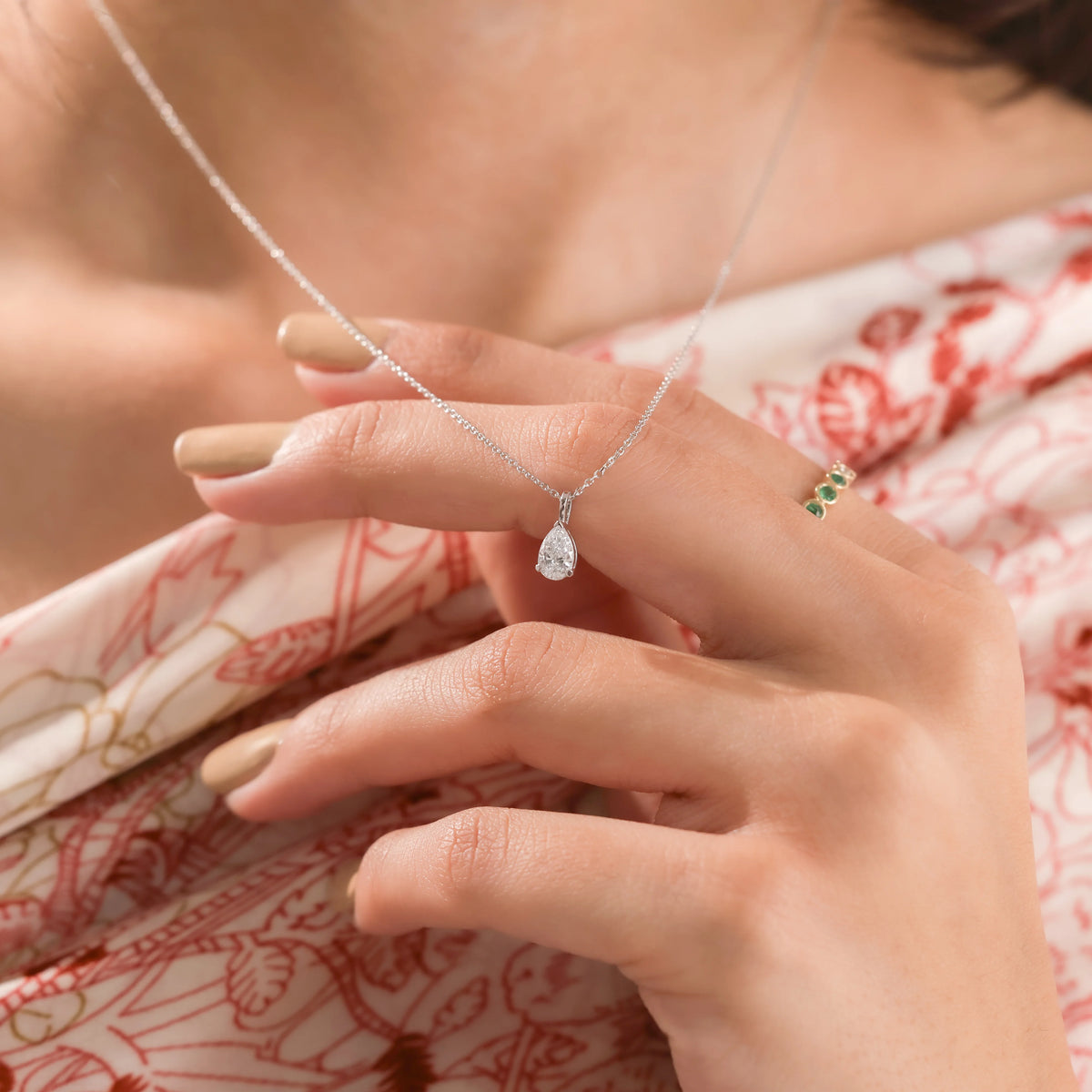 Pear Cut Diamond Necklace