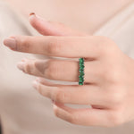 Pear Cut 14K Gold Emerald Gemstone Half Eternity Ring