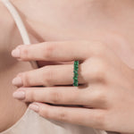 Pear Cut Emerald Gemstone Half Eternity Ring