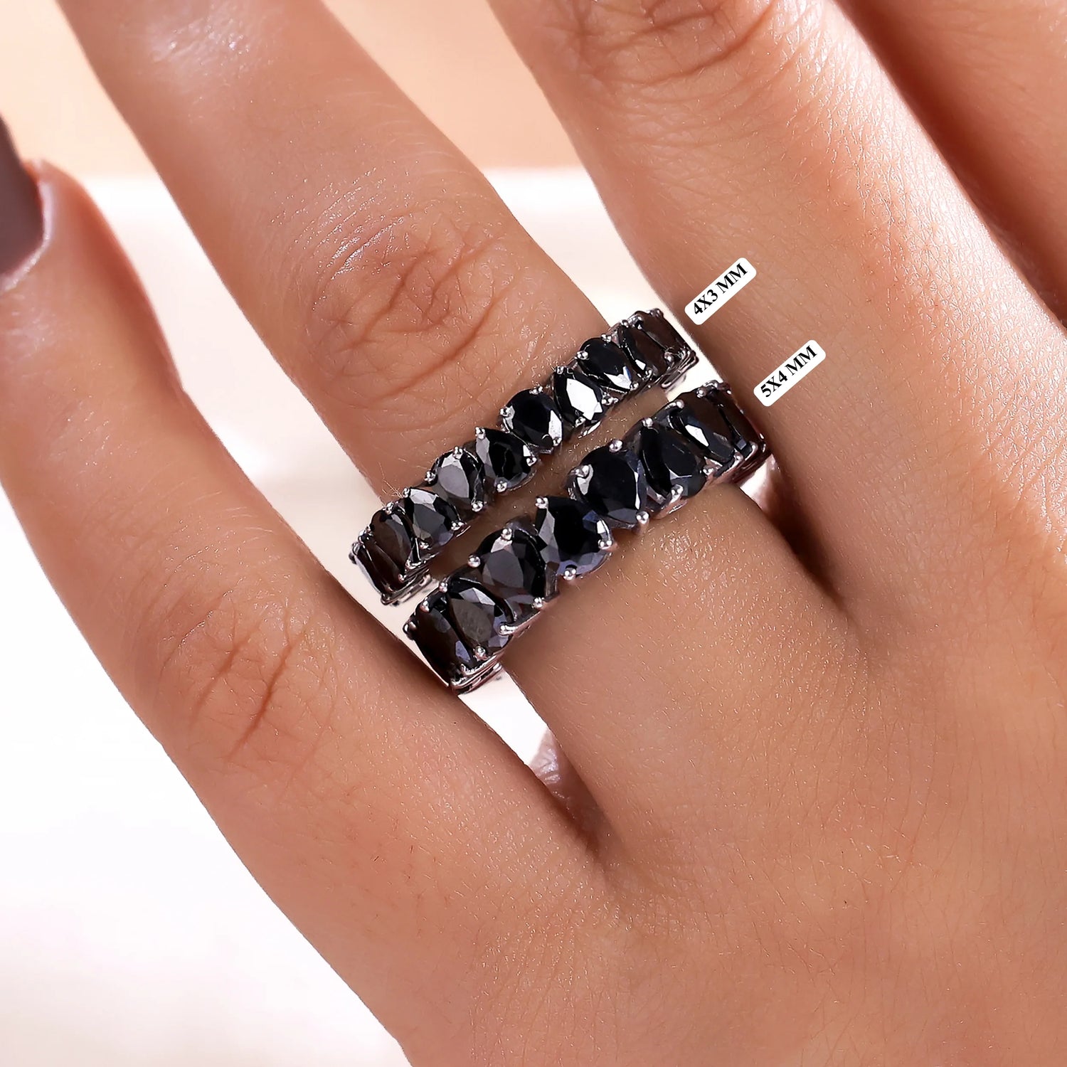 Pear Black Diamond Half Eternity Ring