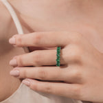 18K White Gold Pear Emerald Gemstone Eternity Ring 