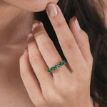 10K White Gold Pear Emerald Half Ring