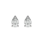 Elegant Pear diamond stud earring set in a secure prong setting crafted from brilliant white gold with white background.