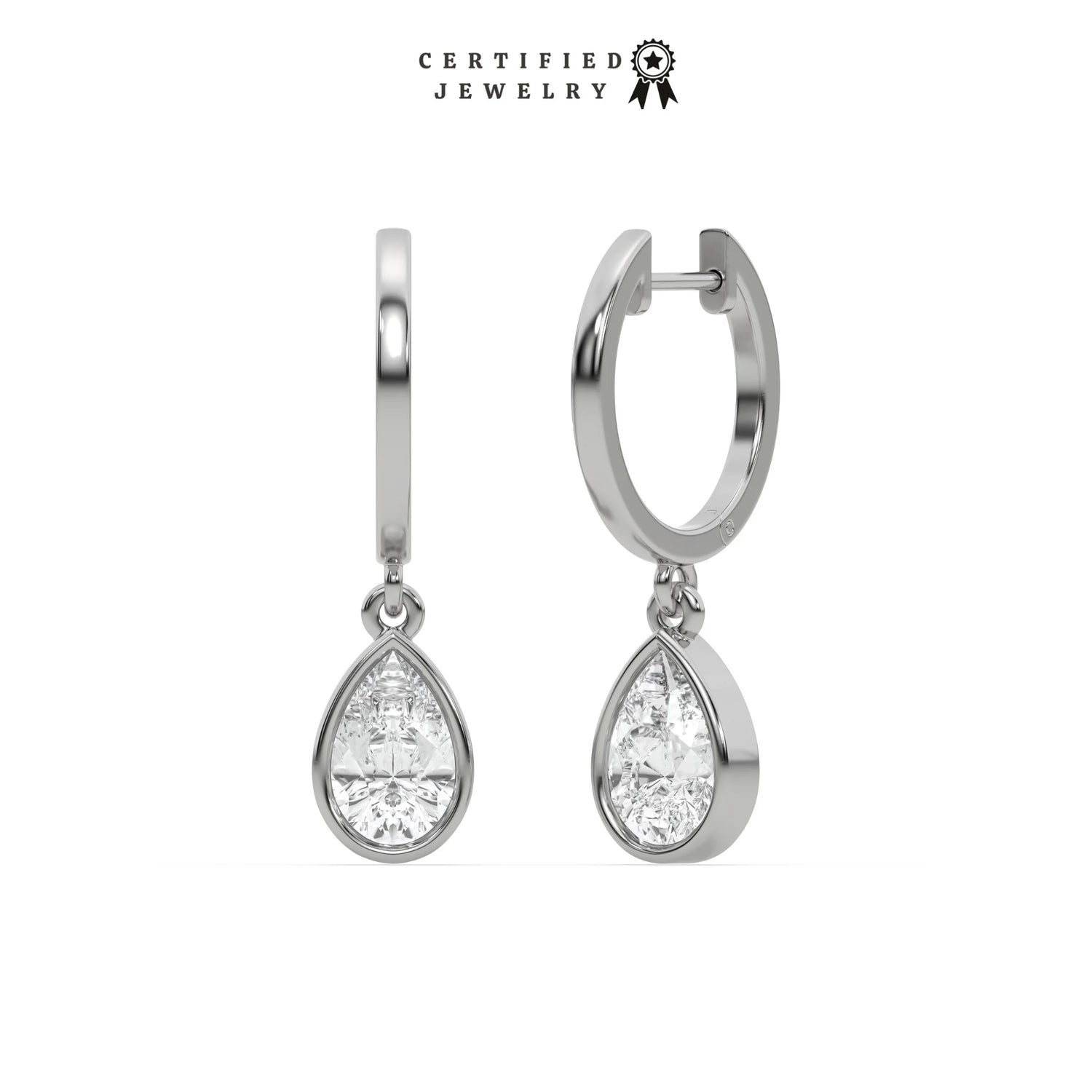 0.20 CT Natural Diamond Pear Dangling Hoop Earrings