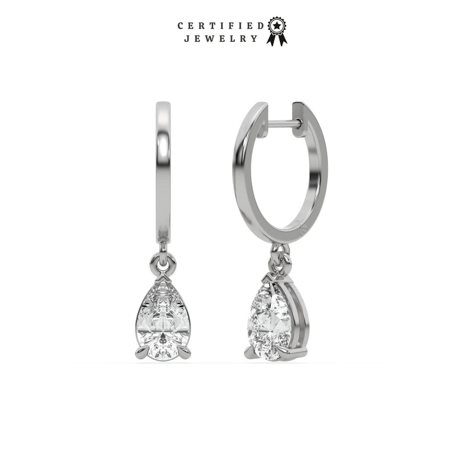 0.20 CT Natural Diamond Pear Dangling Hoop Earrings