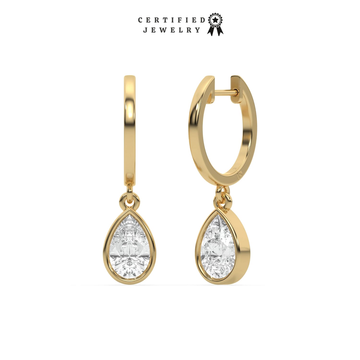 0.20 CT Lab Diamond Pear Dangling Hoop Earrings