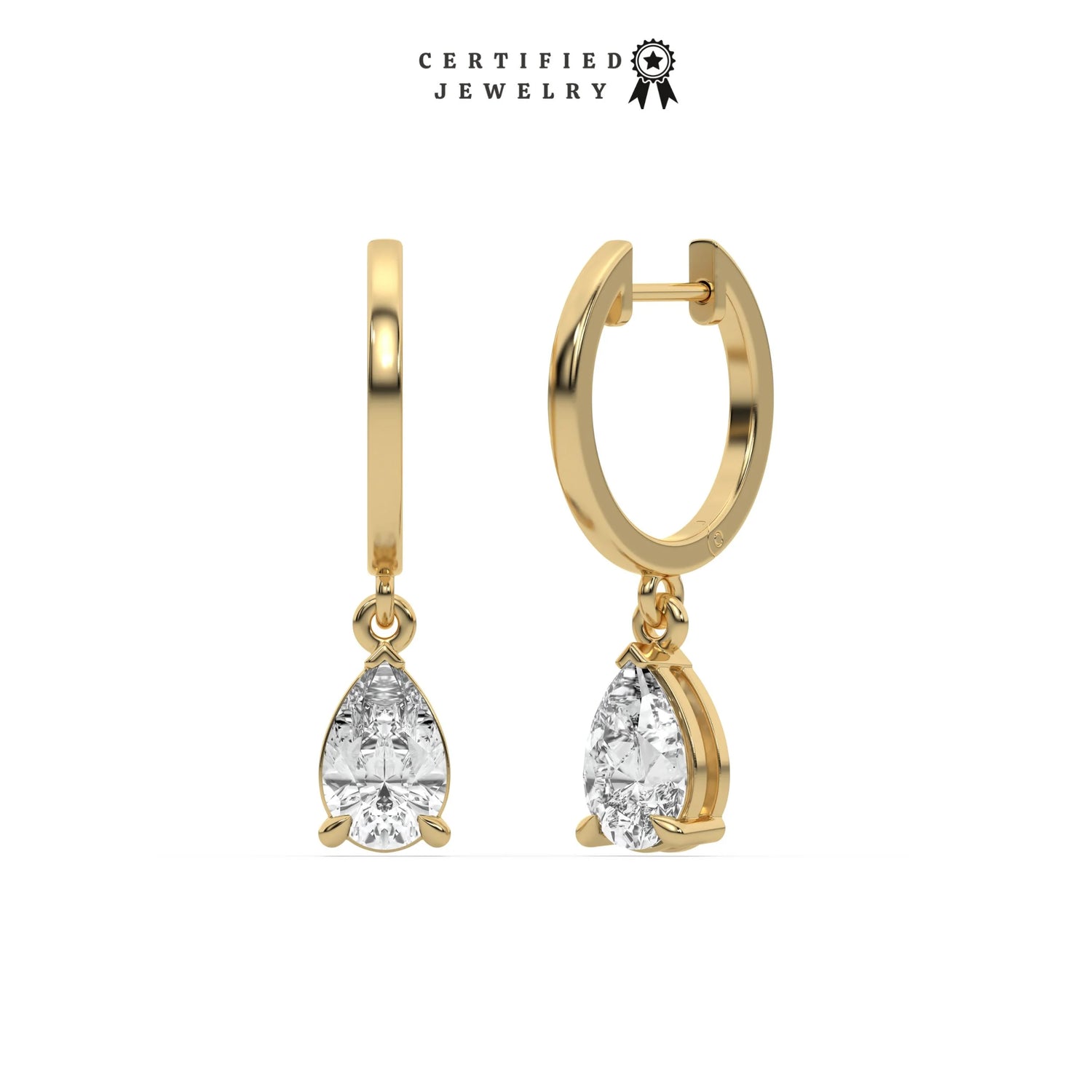 0.20 CT Lab Diamond Pear Dangling Hoop Earrings