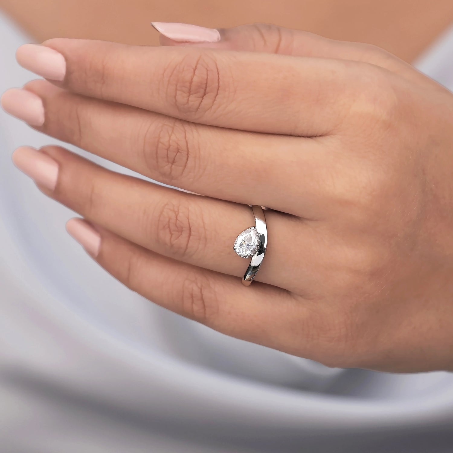 Pear Lab Grown Diamond Curve Ring
