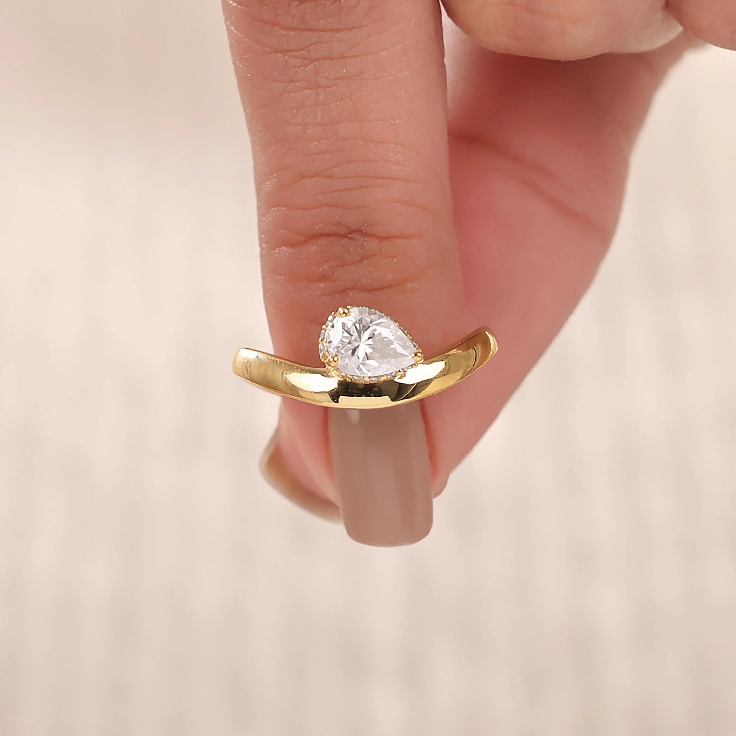 Pear Lab Grown Diamond Curve Ring