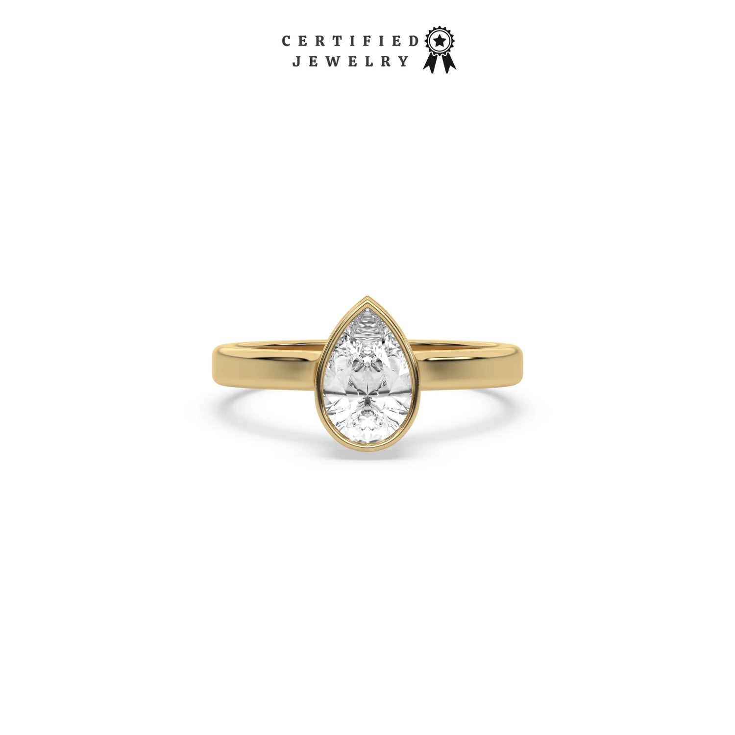 1 CT Lab Diamond Pear Shaped Hidden Halo Bezel Ring