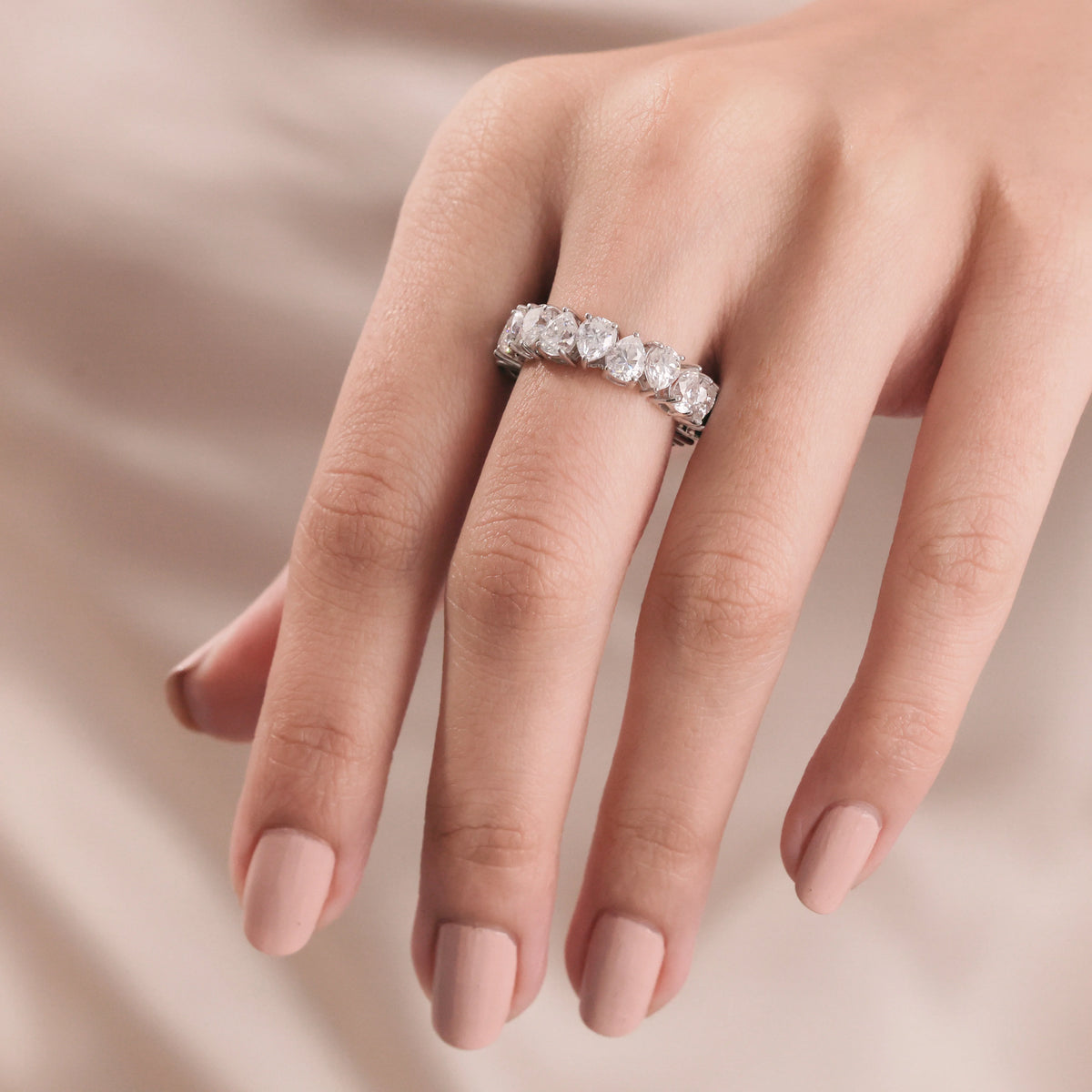 14K White Gold Pear Diamond Women Ring