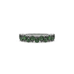 18K White Gold Pear Emerald Gemstone Eternity Ring 
