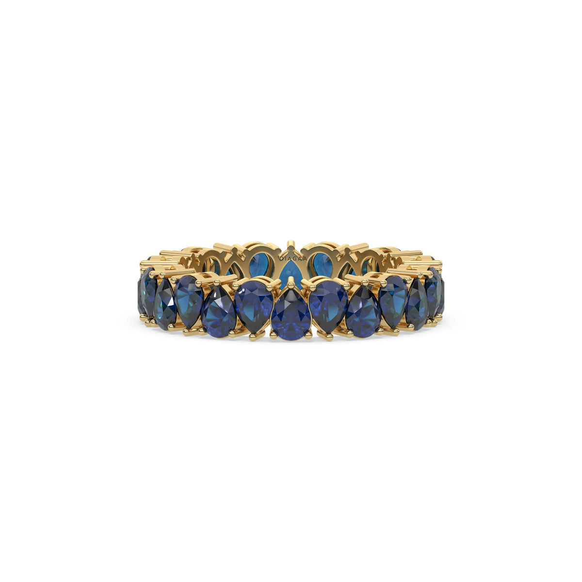 18K Yellow Gold Pear Sapphire Gemstone Full Eternity Ring