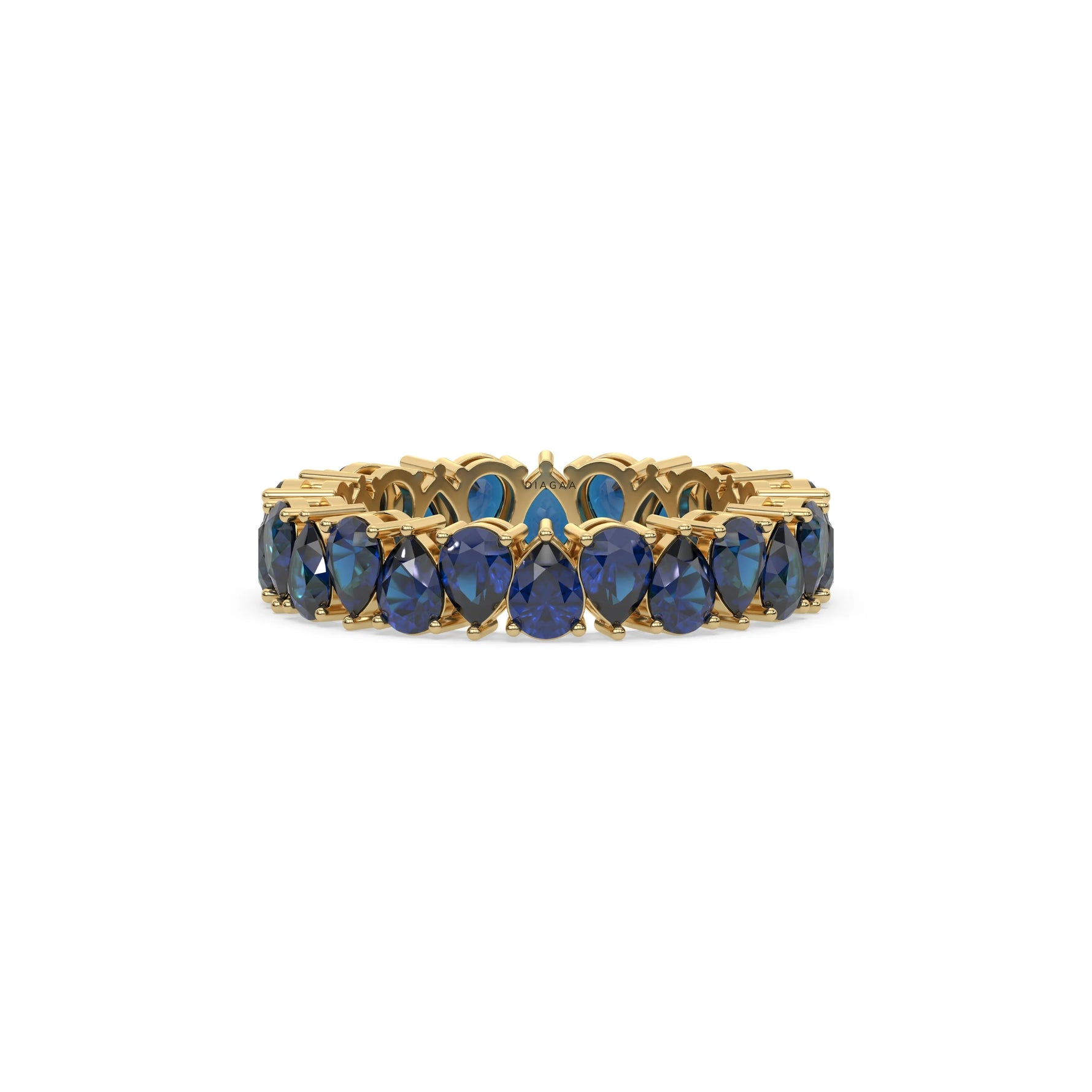 18K Yellow Gold Pear Sapphire Gemstone Full Eternity Ring
