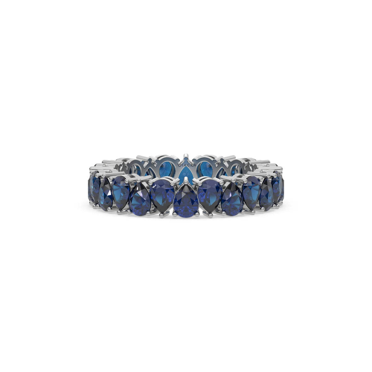 18K White Gold Pear Sapphire Gemstone Full Eternity Ring
