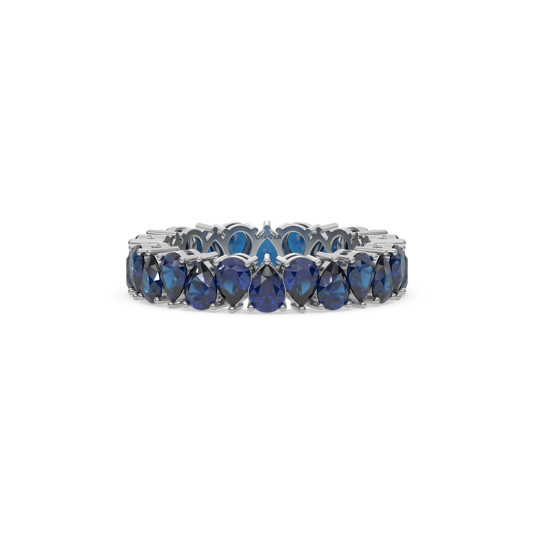 18K White Gold Pear Sapphire Gemstone Full Eternity Ring