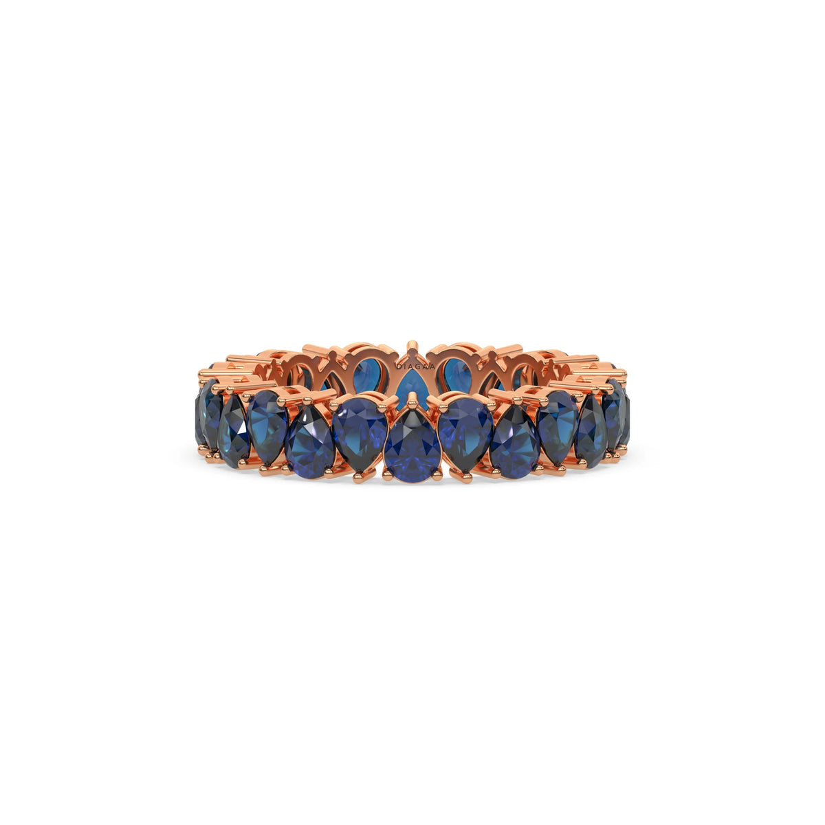 18K Rose Gold Pear Sapphire Gemstone Eternity Ring